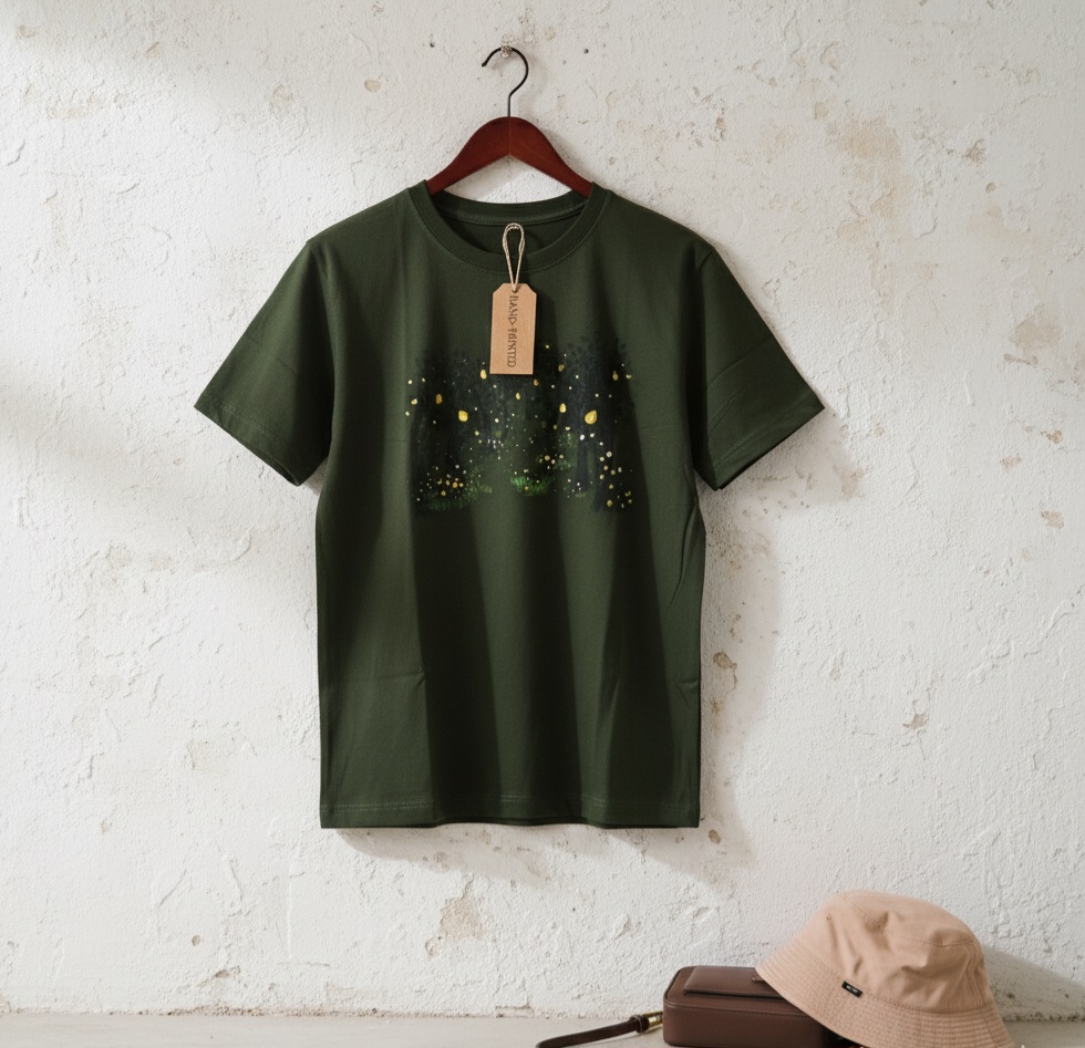 Painted t-shirt - Night Lantern