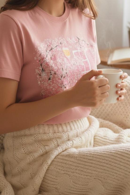 T-shirt Hand Painted - Warm Light in The Cold Bloom